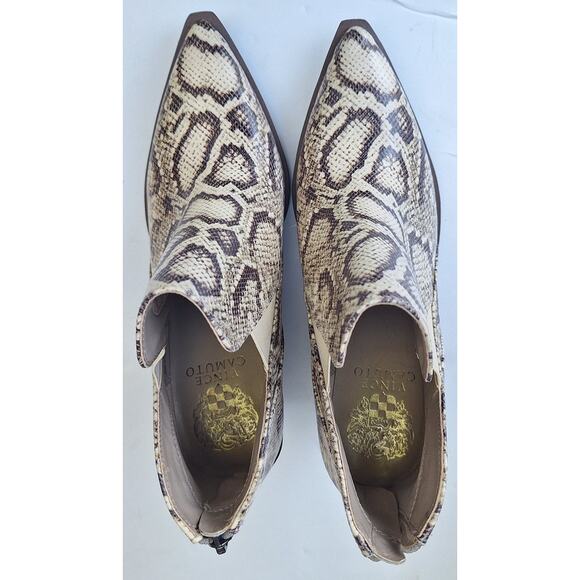 VINCE CAMUTO Gradina Snakeskin Leather Block Heel  Bootie Ankle Boot 7.5 Fall - Picture 4 of 11